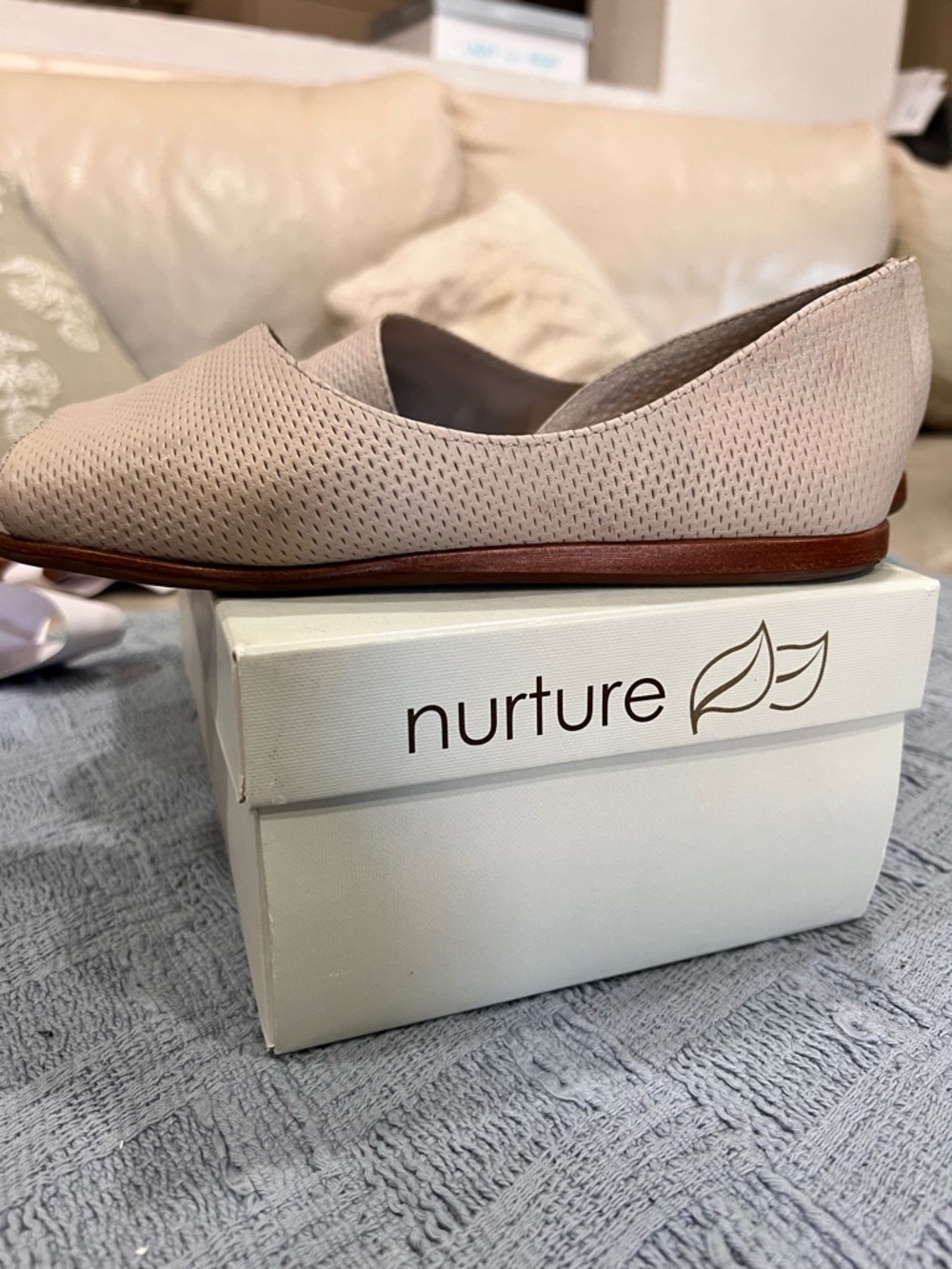 Nurture by Lamaze Light Beige Perforated Slip-On Flats